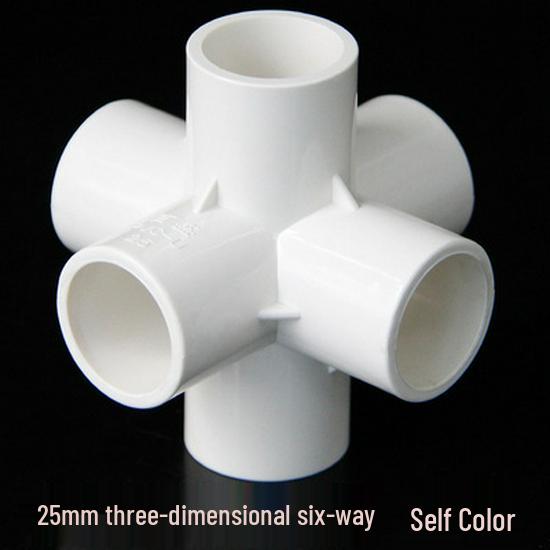 PVC Multi-Way Fittings: 3D Tee, 4-Way, 5-Way, 6-Way, 90° Elbow for Water Pipes (Sizes: 20, 25, 32, 40, 50).