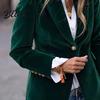 Office Outerwear Velvet Suit Coat Long Sleeve Notched Collar Jacket Single Button Versatile Styling Wear Women