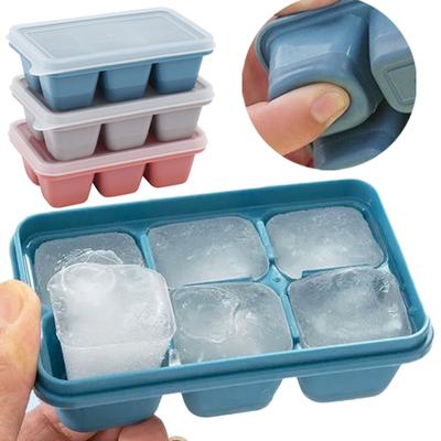 6 Gitter Eiswürfelform aus weichem Silikon in Lebensmittelqualität, Eiscreme-Eisblöcke, DIY-Hausgemachtes Kaltgetränk, Küchenwerkzeuge