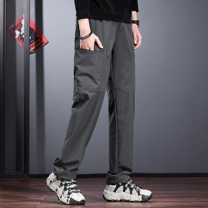 Waterproof Elastic Charging Casual Pants Men's Spring New Straight Hiking Pants Outdoor Three-proof Pants Men