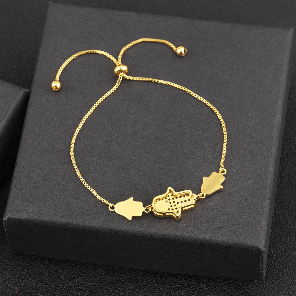 Nidin Charm Dark Blue/Light Blue Color Turkish Evil Eye Bracelets for Women Snake Chain Fatima Adjustable Palm Bangle Jewelry