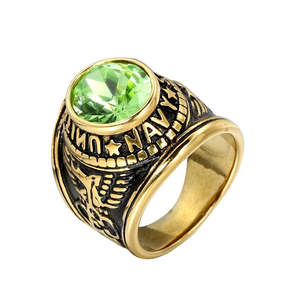 Militärischer Titanstahlring für Herren Trendy Edelstein-Inlay Stilvoller Unisex-Schmuck Geschenk