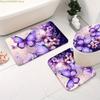 1/3/4pcs, Transform Your Bathroom with Purple Butterfly 2D FLAT Shower Curtain and Matching Rug Set - Elegant Floral Design fo