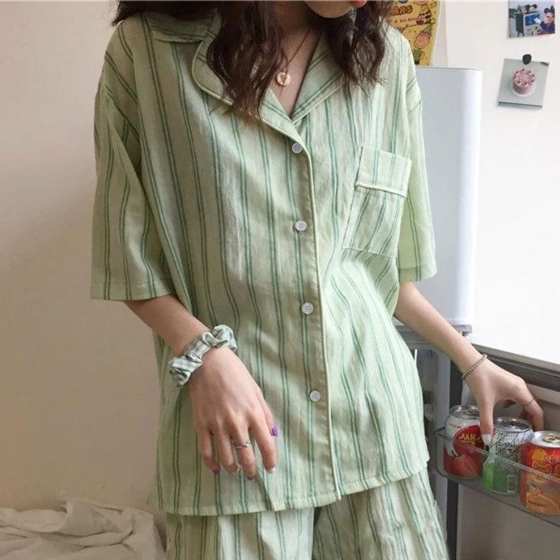Cute Melody pajamas women's Japanese sweet cartoon style loungewear age-reducing girls cardigan short-sleeved set