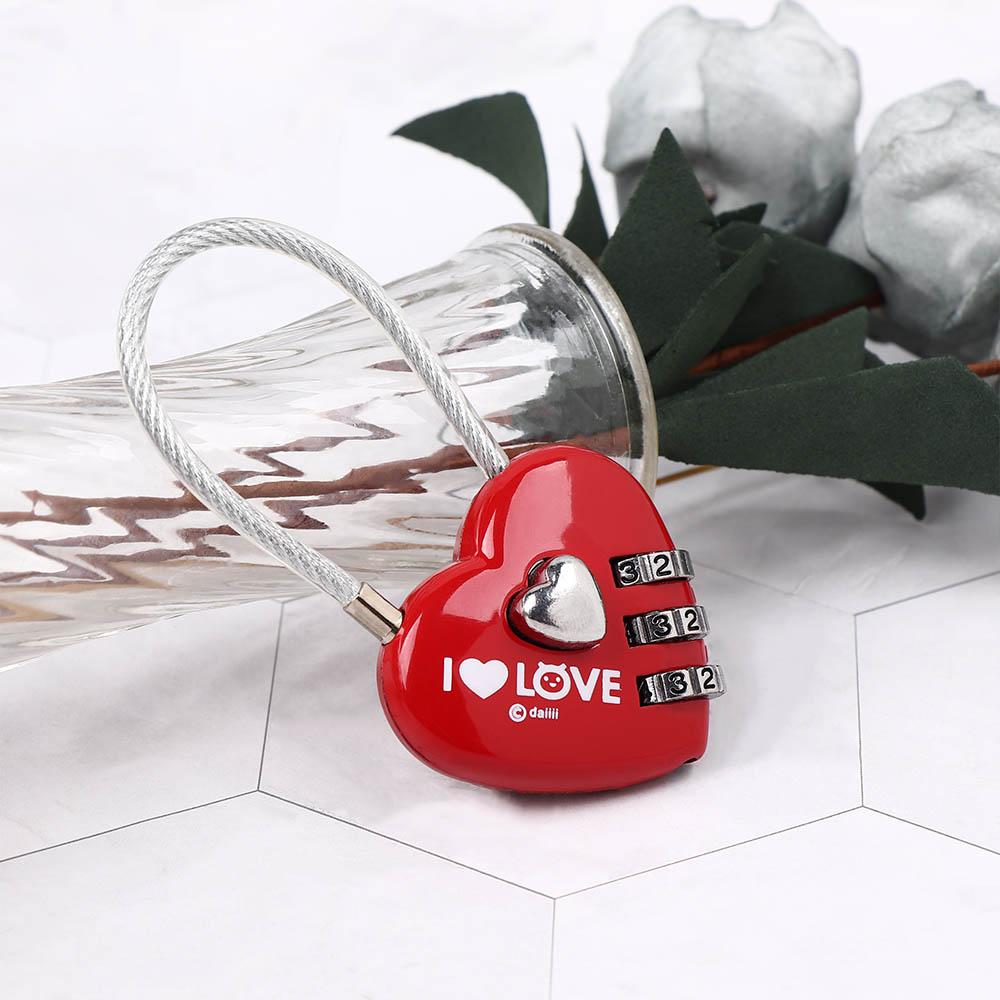 Suitcase Cute Digits Password Shaped Red Wedding Mini Digital Lock Lock Love Heart Lock Padlock