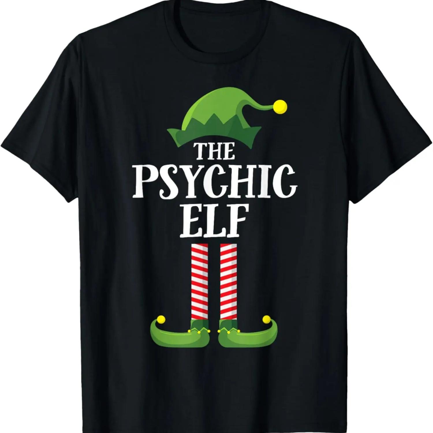 Psychic Elf Matching Family Group Christmas Party T-Shirt S чёрный