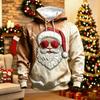 Men's Long Sleeve Hooded Sweatshirt with Christmas Graphic Print, Casual Pullover for Holiday and Winter Wear