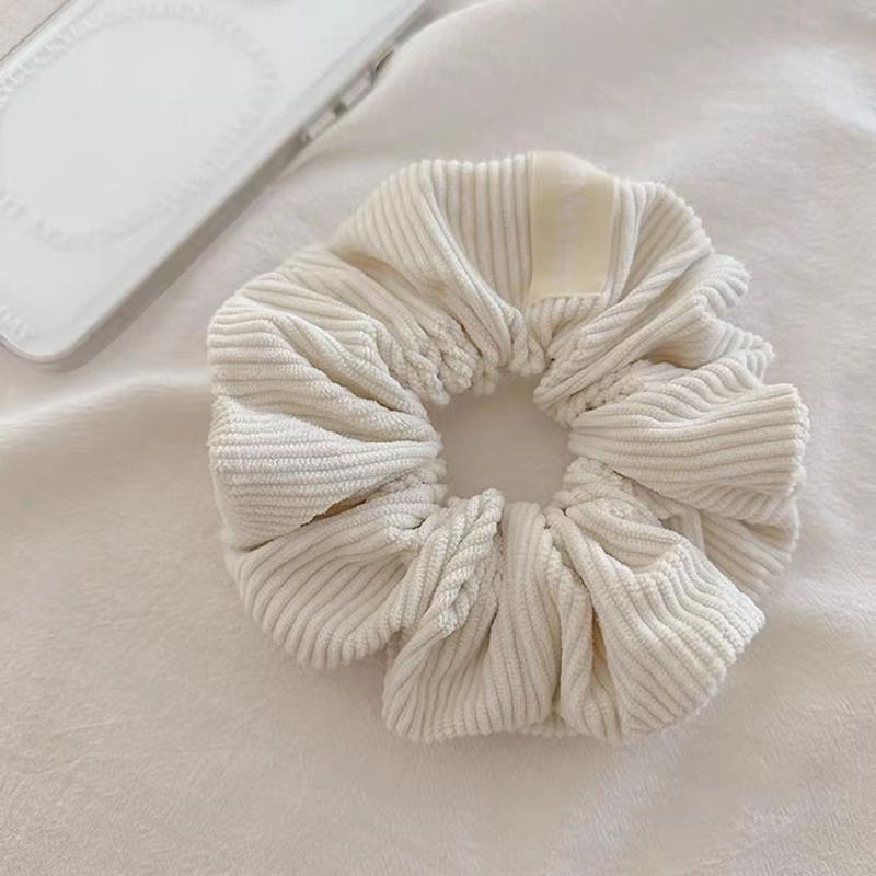 Vintage Solid Color Corduroy Stripe Scrunchies Elastic Hair Bands For Women Girls Sweet Hair Accessories Ponytail Headwear