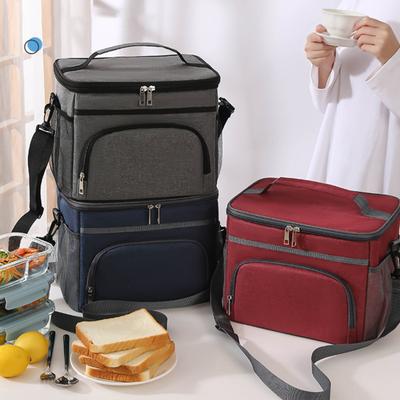 Insulated Lunch Bag Leak-Proof Cooler Lunch Bag with Multiple Pockets Large Capacity Zipper Closure Lunch Container Bag with Handle