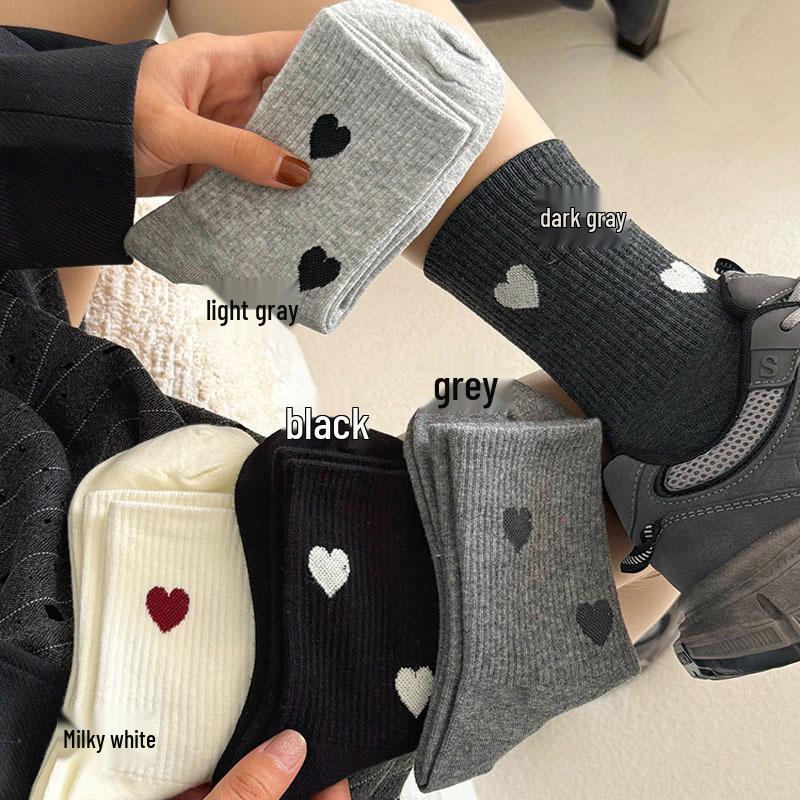 

Носки Love Socks Женские носки до середины и выше колена, Осень/Зима, Нескользящие, Черные/Белые/Серые, Универсальные и Простые 5 Pairs - Assorted Colors