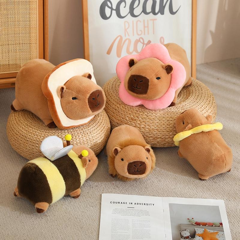 25/35cm Cosplay Capybara Animal Plush Pillow Stuffed Fluffy Lion Bee Flower Cartoon Plushie Birthday Gift