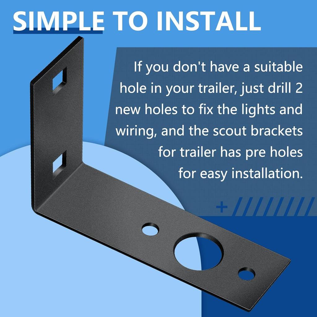 Dunzy 2 Pcs Galvanized Trailer Light Brackets Mounting L Shape Tail Light Bracket For Boat Utility Trailer Parts Accessories, 4.5 X 3 X 1.5 Inch