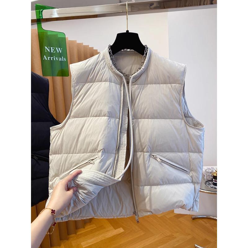 

2024 Korean Style Women s Winter Warm Sleeveless Drawstring Vest L