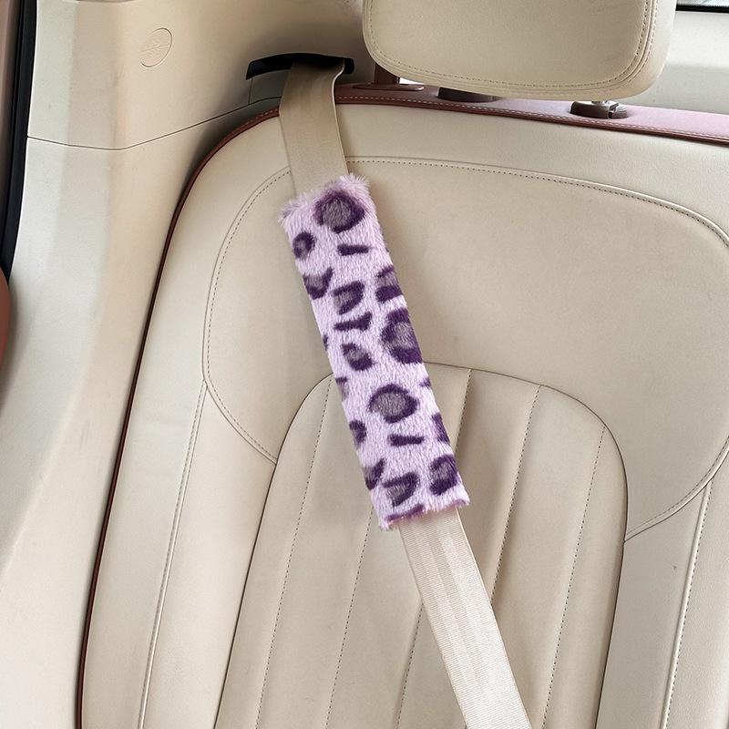 Car Seat Belt Shoulder Cover Anti-Strangle Car Seat Belt Protective Cover Cute Leopard Print Car Interior Supplies