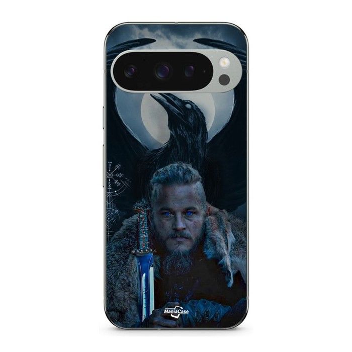 Coque pour Google Pixel 9 Pro Vikings ragnar lothbrok corbeau noir