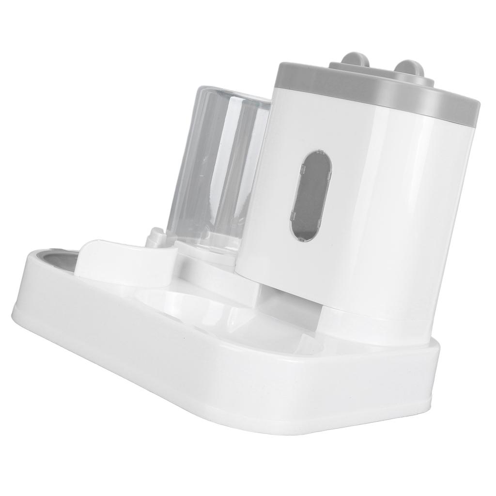 Pet Food Water Dispenser 2 in 1 Large Capacity Detachable Automatic Cat Waterer Feeder for Dog Puppy Gray