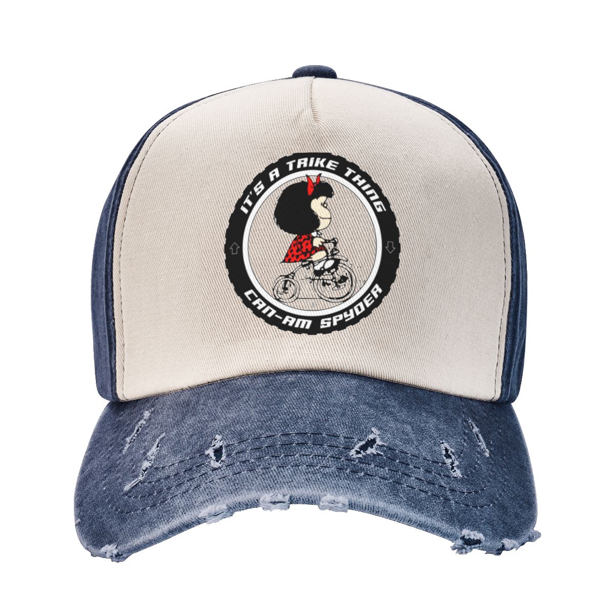 

Mafalda On Trike велосипедная бейсболка аксессуары повседневная потертая джинсовая кепка от солнца для женщин унисекс мягкие кепки шляпа One Size