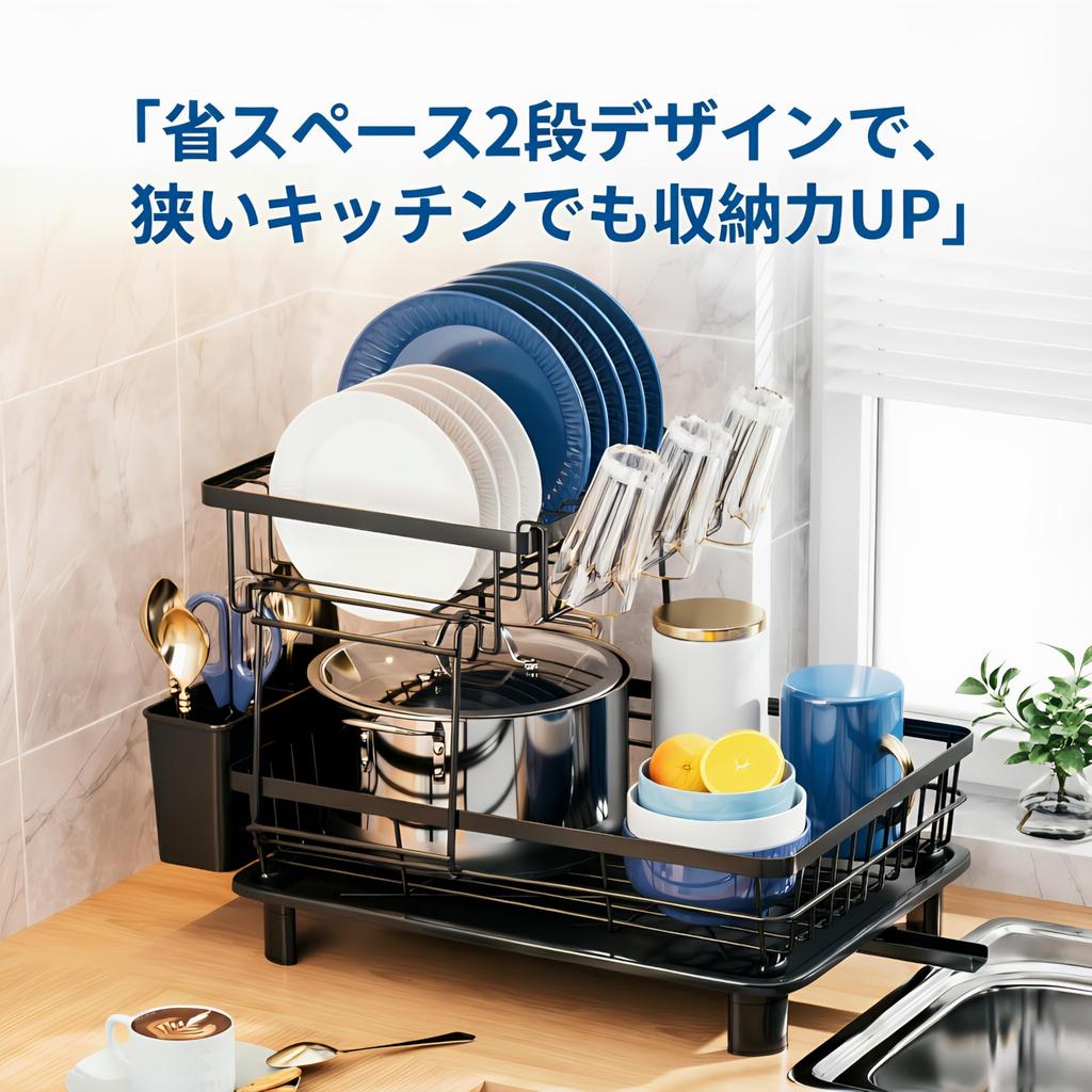 SVOHZAV Dish Drying Rack, Slim Dish Drying Basket, Easy Assembly, Kitchen Storage Rack for Single Person Use