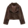 Autunno Inverno Donna Casual Giubbotti in Pelliccia Sintetica Moda Streetwear Solido Colletto Revers Caldo Oversize Cappotti Spessi