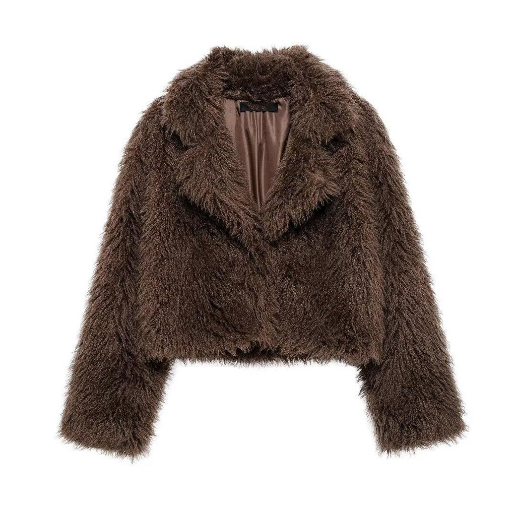 Autunno Inverno Donna Casual Giubbotti in Pelliccia Sintetica Moda Streetwear Solido Colletto Revers Caldo Oversize Cappotti Spessi