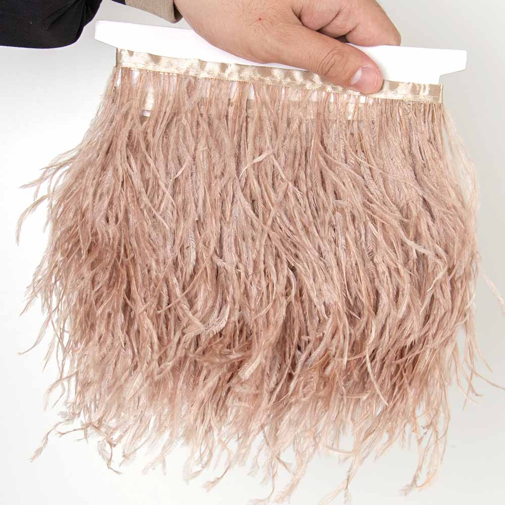1Meter Red Ostrich Feathers Trim on Tape Ribbon Fringe 8-10cm Fabric Skirt Sewing Trimmings Feather Dress Clothes Decoration