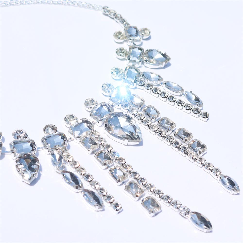 Exaggerated Necklace Design Sense Tassel Multi-Row Rhinestone Neck Chain Personalized Accessories Female Necklace