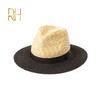 Frühling Sommer Neue Farbe Kontrast Natürliches Schwarz Weizengras Jazzhut Outdoor Reise Sonnenschutz Sonnenschirm Strand Fedora Strohhüte