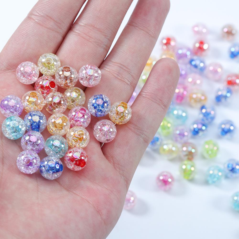 100Pcs Acrylic Beads For Jewelry Bracelet Making 8 10mm Light Color Loose Round Beads DIY Necklace Supplies Finding Wholesale