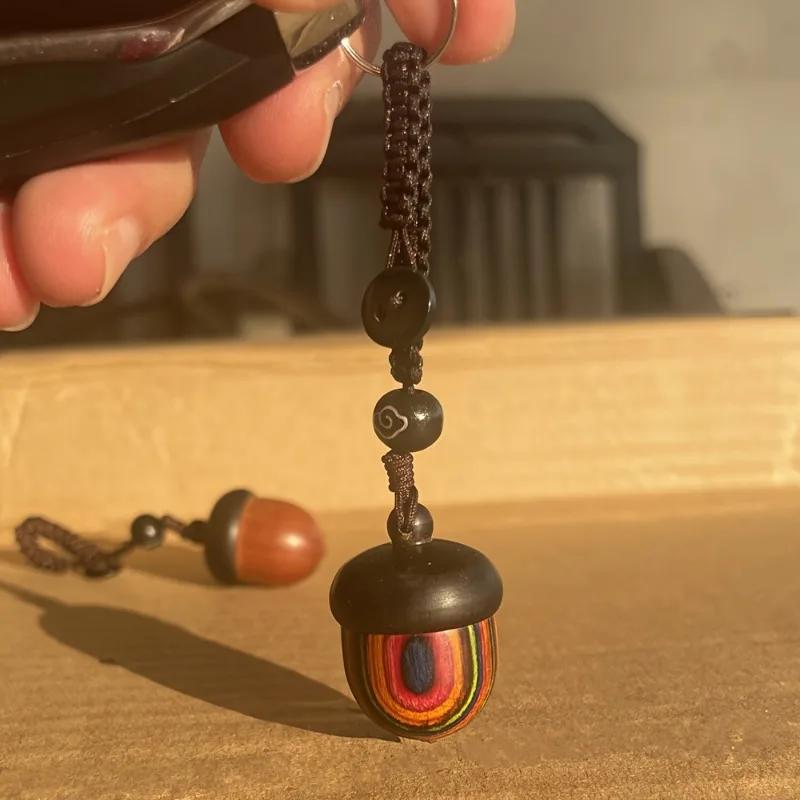 1PC Engraved Wooden Acorn Pine Cone Keychain Vintage Creative Cute Ornament for Keys Backpacks and Purse