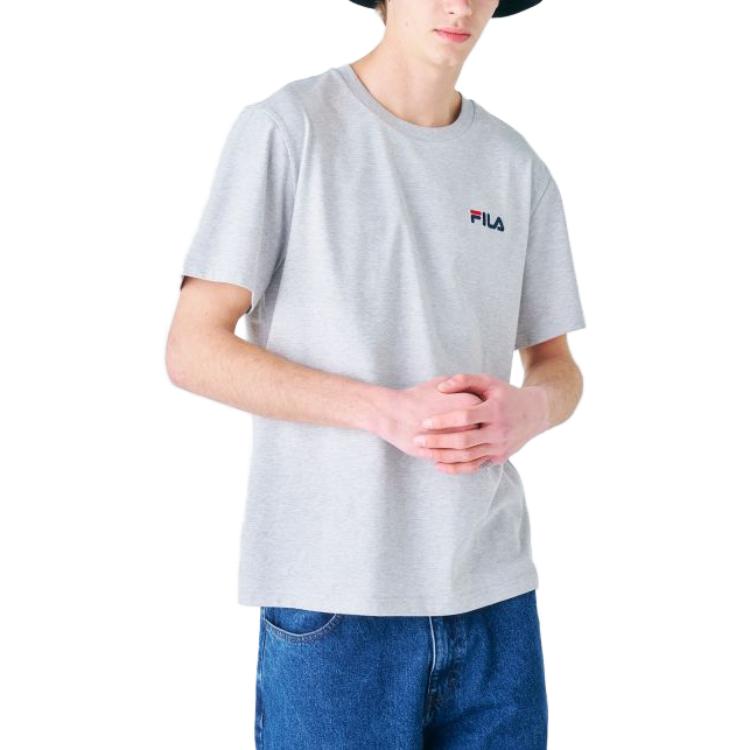 Men's FILA T-Shirts Unisex Gray Crew Neck Moderate