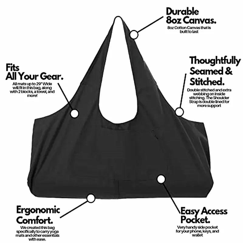 Multi-color Canvas Breathable Oversized Yoga Mat Carryall Tote Sling Carrier with Side Pocket Fitness Clothing Travel Carryall1pcs