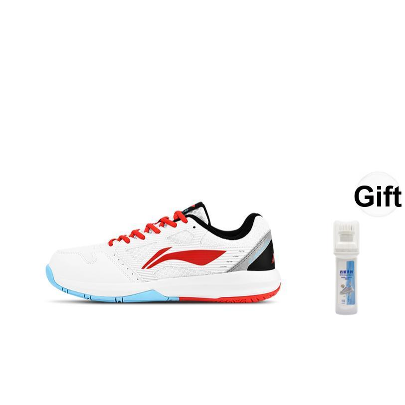 New LiNing Feather Abrasion Resistant Low Top Badminton Shoes Unisex White Red AYTT035-1
