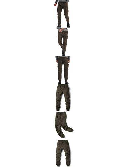 2024 Spring/Summer Men's Fashion Casual Solid Color Cargo Pants 8017 Plus Size