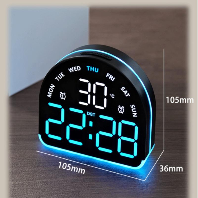Nordic LED Display Electronic Alarm Clock Creative Ambient Light Multi-functional Decorative Table Clock Bedroom Wake-up Watch