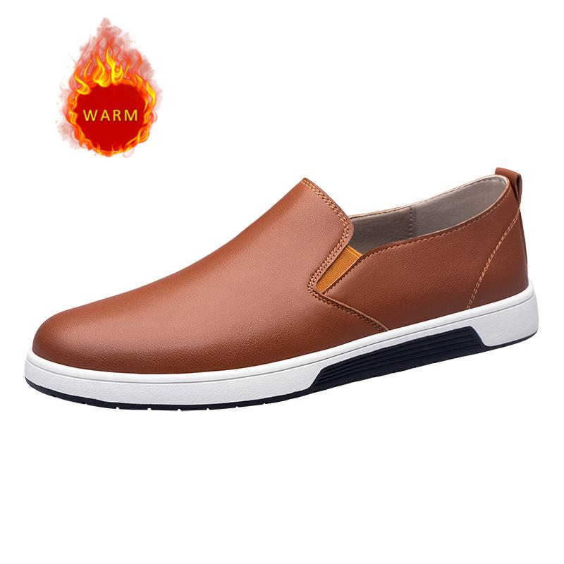 Herbst Weichsohlige Bequeme Slipper Flach und Leicht Herren Leder Freizeitschuhe Rutschfest Pendeln Herren Fahrschuhe