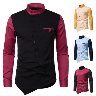 Henry Collar Colourful Shirt Men's Casual Men's New Shirt Fashion Tops