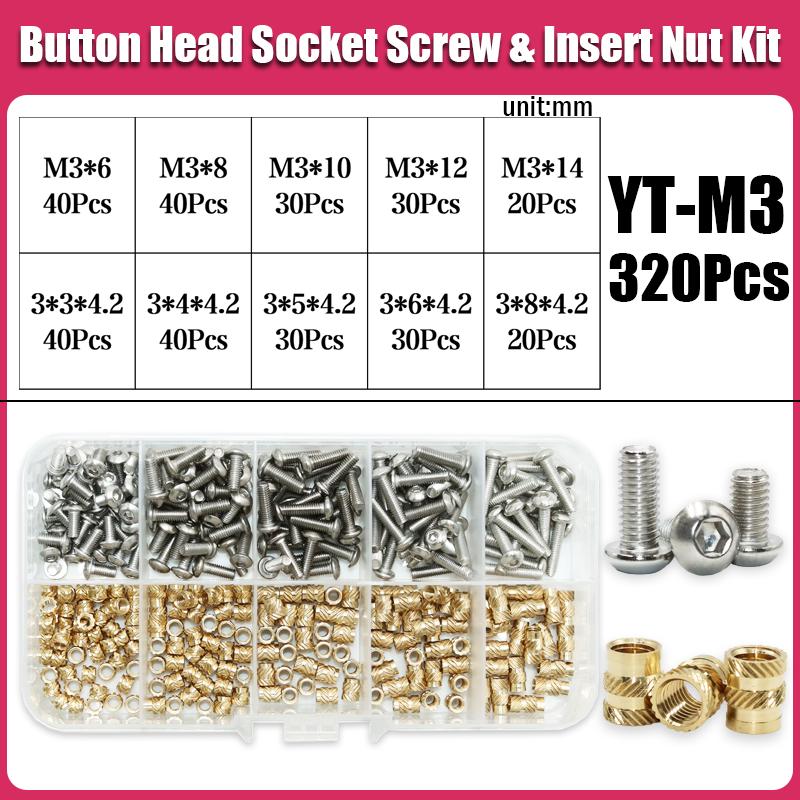 M2 M2.5 M3 M4 Heat Insert Nuts Brass and 304 Stainless Steel Hex Socket Screw Laptop Hot Melt Threaded Embedded Copper Nut Bolt