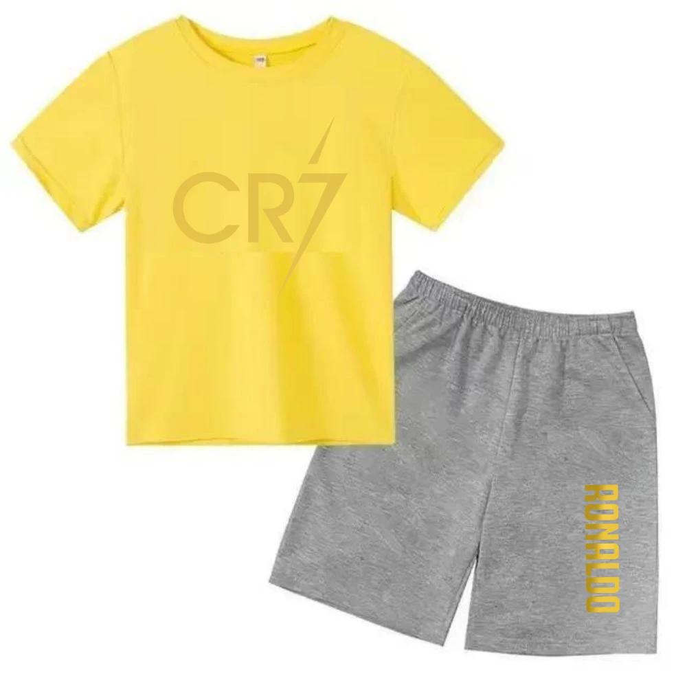 Summer CR7 Printed Short Sleeve Children Set Casual Fashion Tops and Shorts 2pcs Set Kid Boys Girls Sports Tshirts Set Outfits