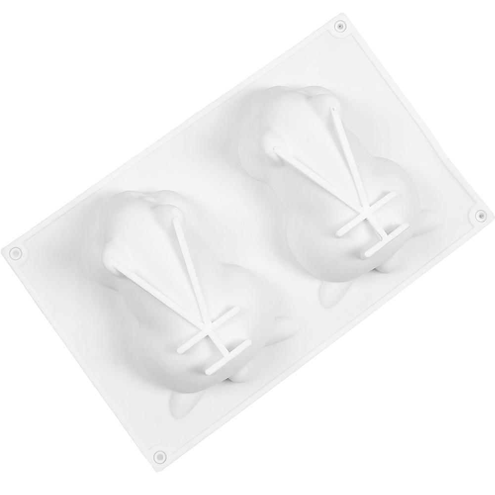 

2 Grids Silicone Mold Hamster Shape DIY Baking Mould Tool for Jelly Pudding Chocolate Cake white#0