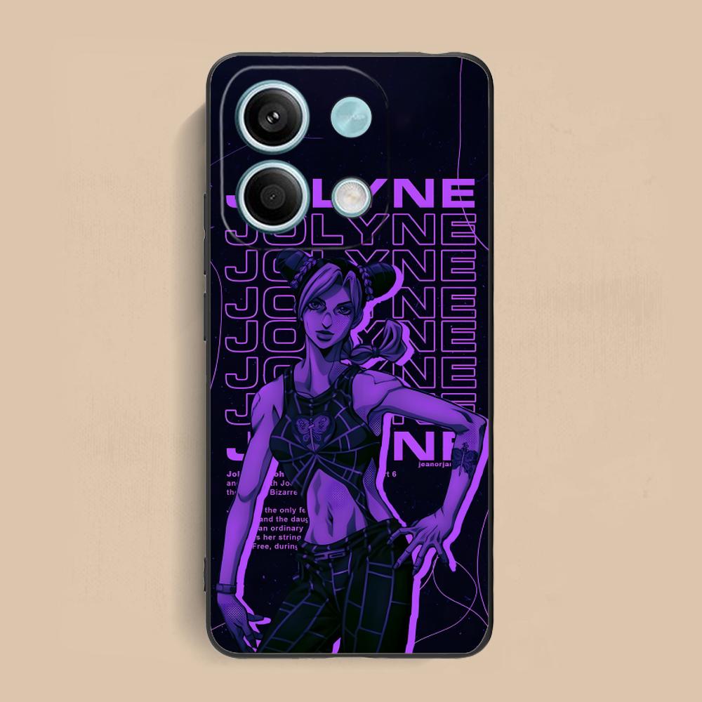 JOJO Jolyne Kujo Phone Case for Xiaomi Redmi Note 14 13 12 11 10 9 S A Pro Plus Lite 5G Black Smartphone Cover Cellphones