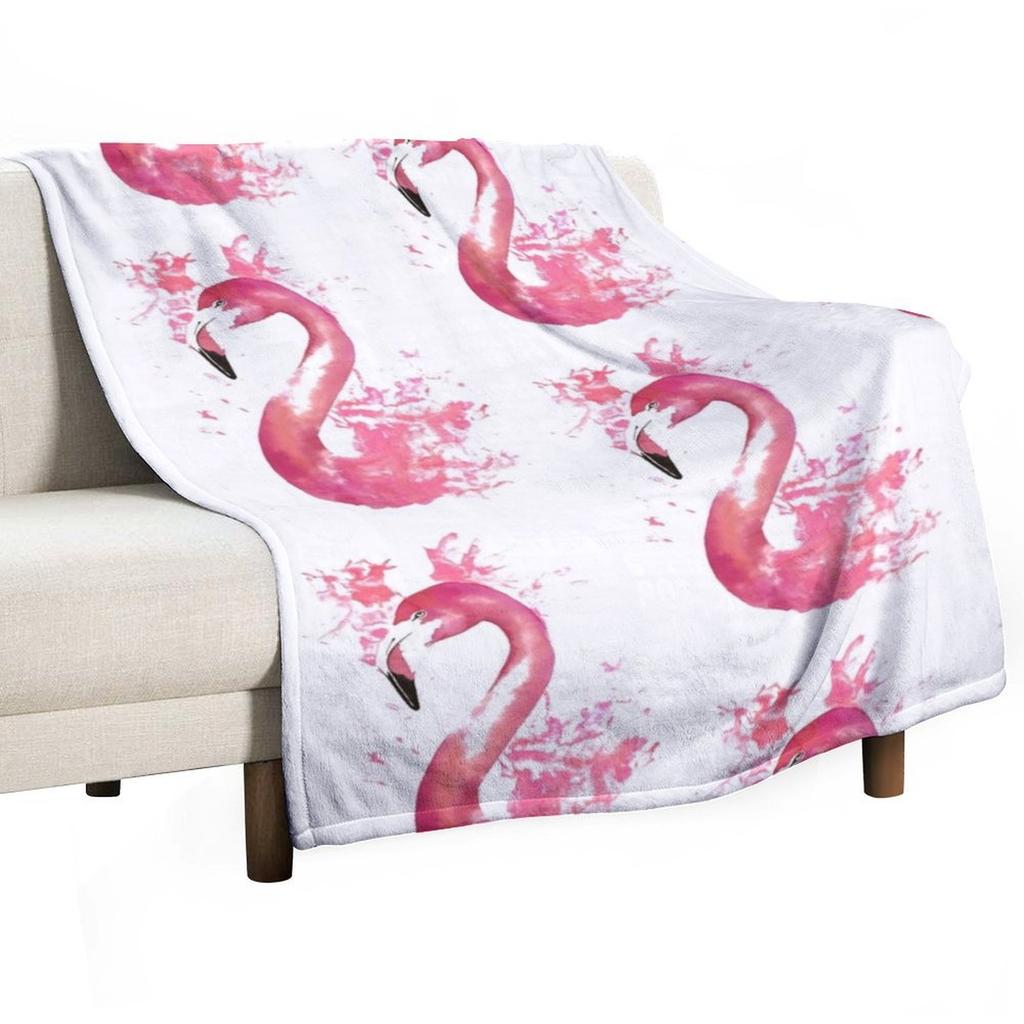 Pink Flamingo Watercolour Splash Artwork Throw Blanket Beach Vintage Multi-Purpose for babies Blankets