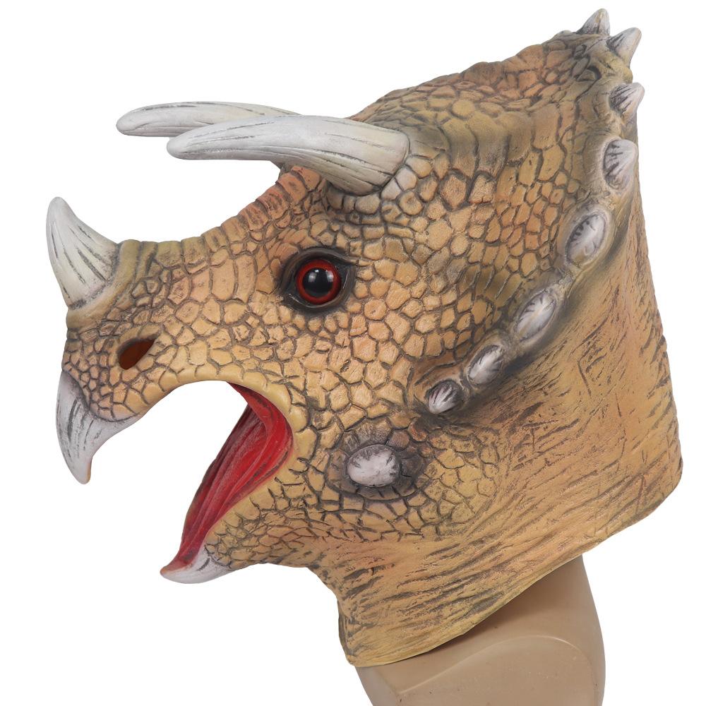 Halloween Jurassic Dinosaur Mask Simulated Triceratops Mask Headgear Dinosaur Stage Props and Decorations