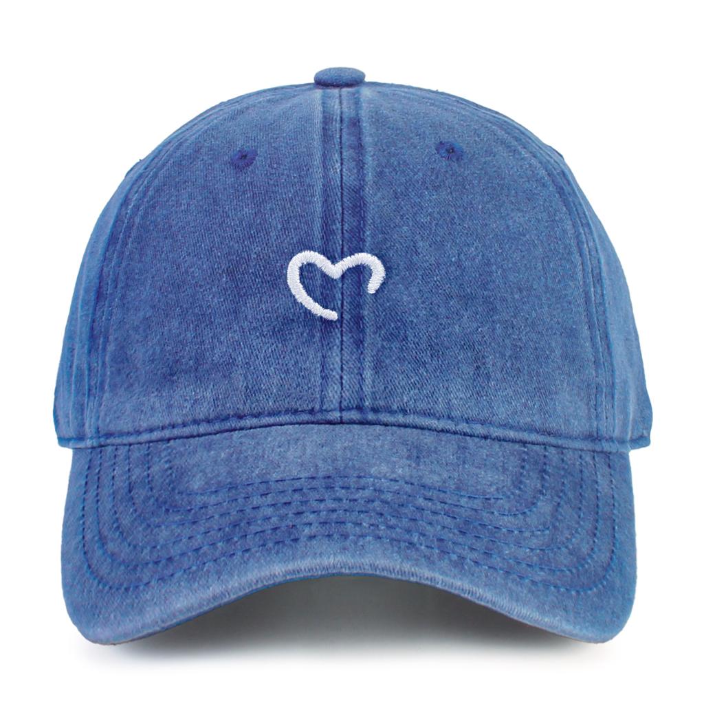 One Women Baseball Cap Love Heart Embroidery Vintage Washed Baseball Cap for Outdoor Activity Urban Wear Dad Hat