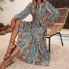 Fall Floral Dress Women's Printed V-neck Dress