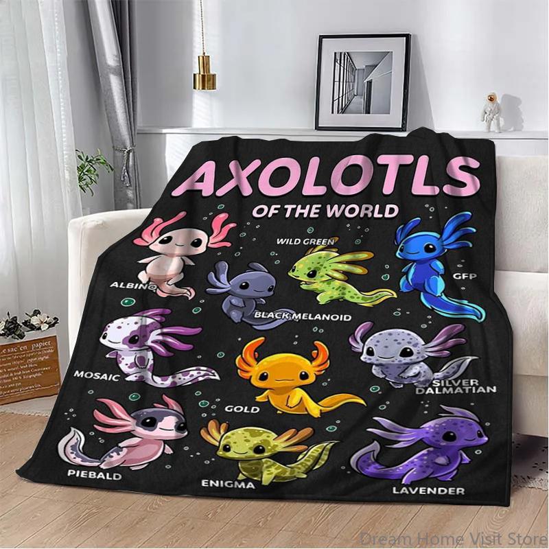8 Sizes Cute Axolotl Printed Blanket Warm Soft And Comfortable Home Travel Blanket Sofa Bedding Cover Blanket Kids Gamer Gift
