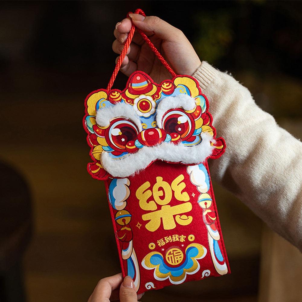 Felt Red Envelope Bag Blessing Words Red Packet Cute Shoulder Bag Child