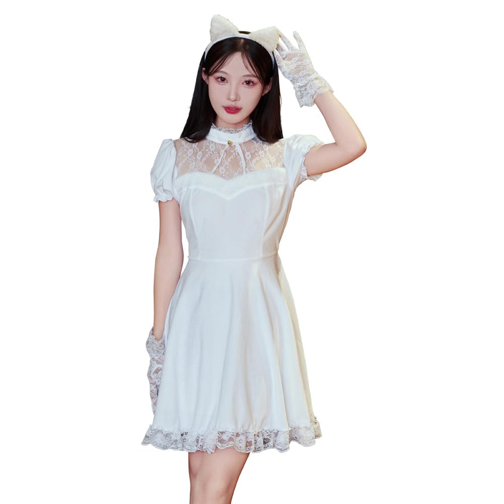 Bright Lala Halloween Costume Black Cat Animal Cat White Cat Cat Costume cos059-WH-XL