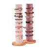 Wood Base Cylinder Vertical Hair Accessory Holder Display Stand for Scrunchies and Headbands Jewelry Presentation Rack