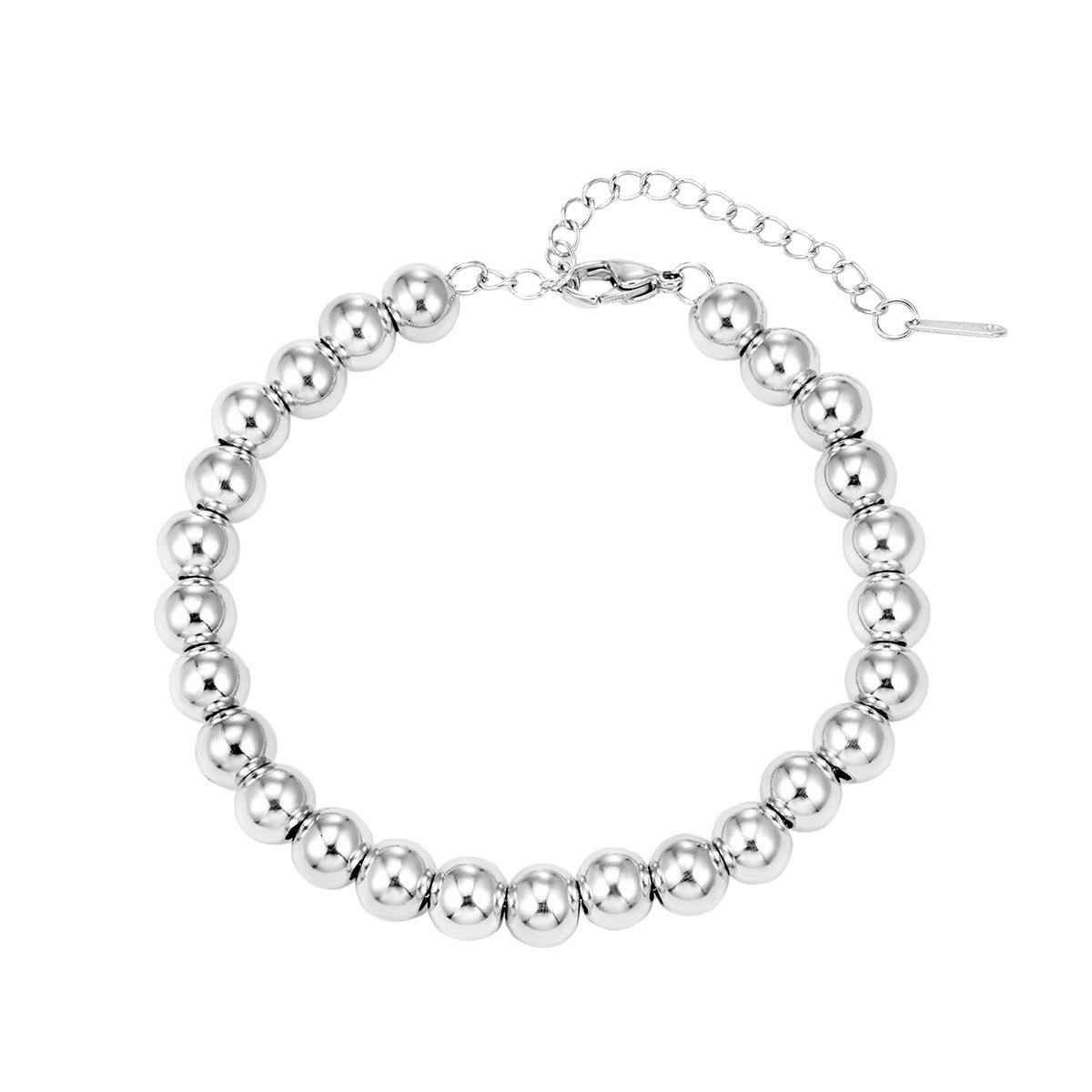 Men s Two-Tone Titanium  Stainless Steel Beaded Bracelet - Gold/Silver