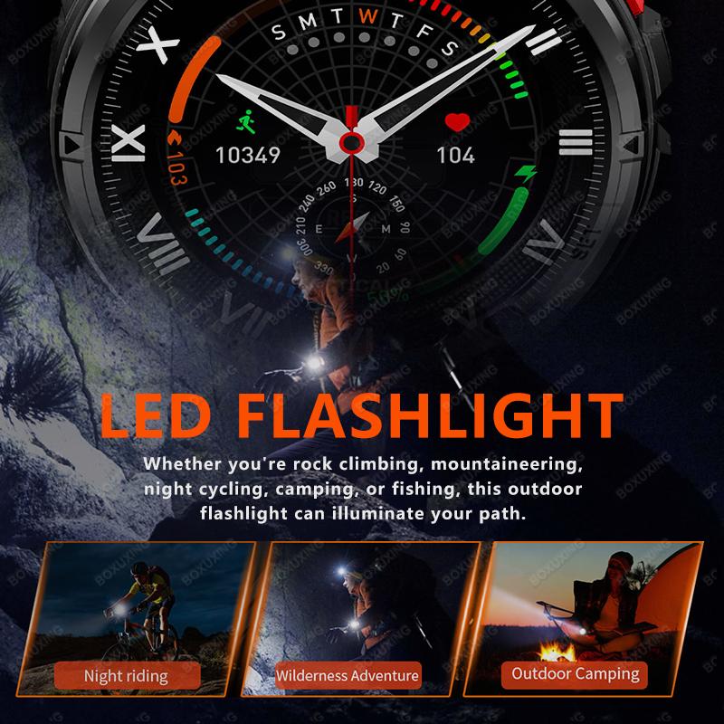 New T-Rex3 Ultra Men SmartWatch 1100mAh Battery Compass LED Flashlight Heart Rate Sports Track IP68 Waterproof Smartwatches
